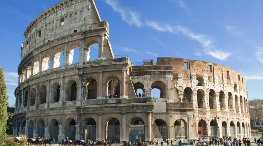 The Colosseum And The Arch Of Constantine Italy